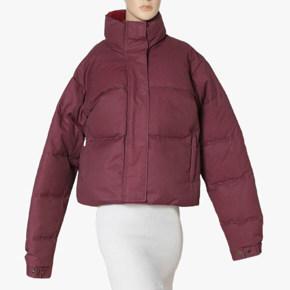 GUESS USA Burgundy Puffer Jacket with Metallic Studs w/ Tags - Picture 5 of 9